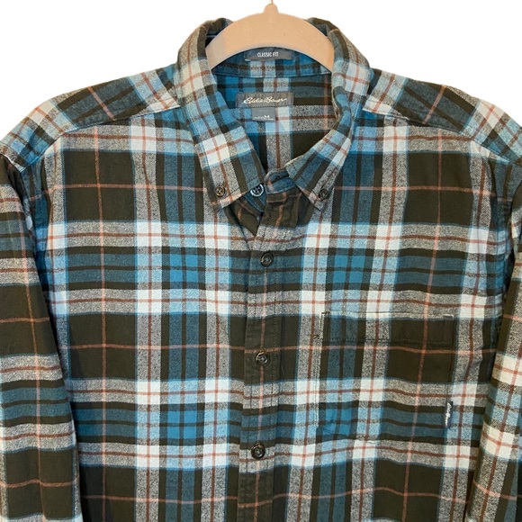 Eddie Bauer Other - Eddie Bauer Classic Fit Brown and Blue Plaid Button Up Shirt Size Medium Men’s
